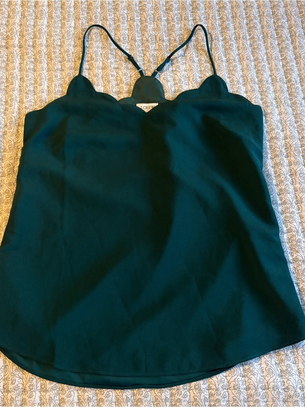J. Crew Scallop-Edge Dark Green Camisole